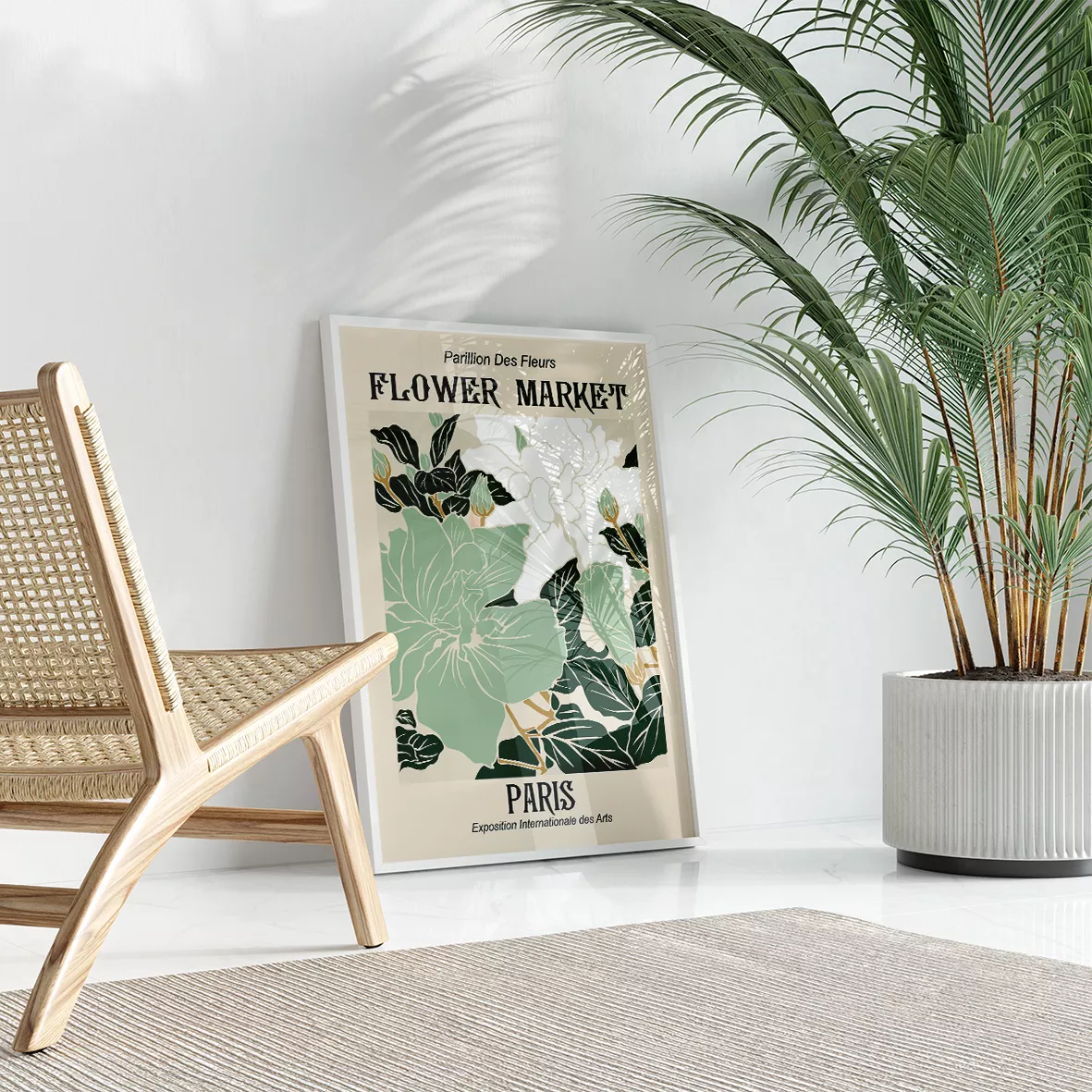 レトロな花市場ポスター、パリ・ロサンゼルス・シンガポールの3枚組アートプリント