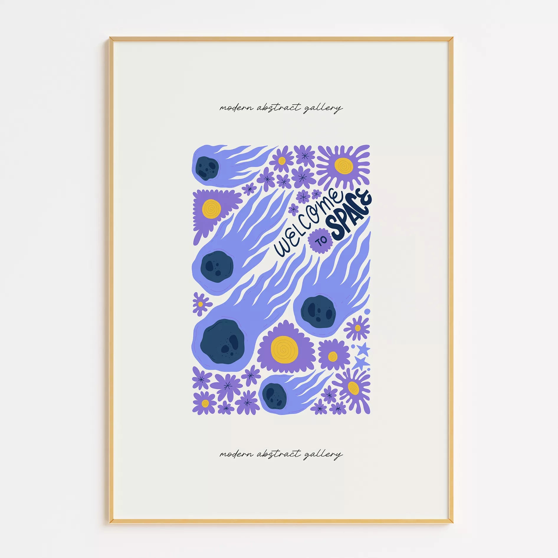 子供宇宙ウェルカムモチベーションポスター花デザイン紫