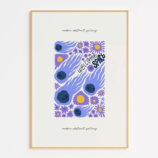 子供宇宙ウェルカムモチベーションポスター花デザイン紫