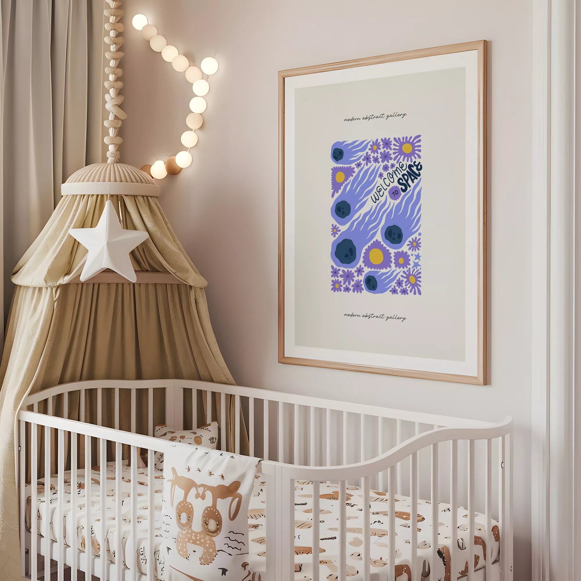 子供宇宙ウェルカムモチベーションポスター花デザイン紫