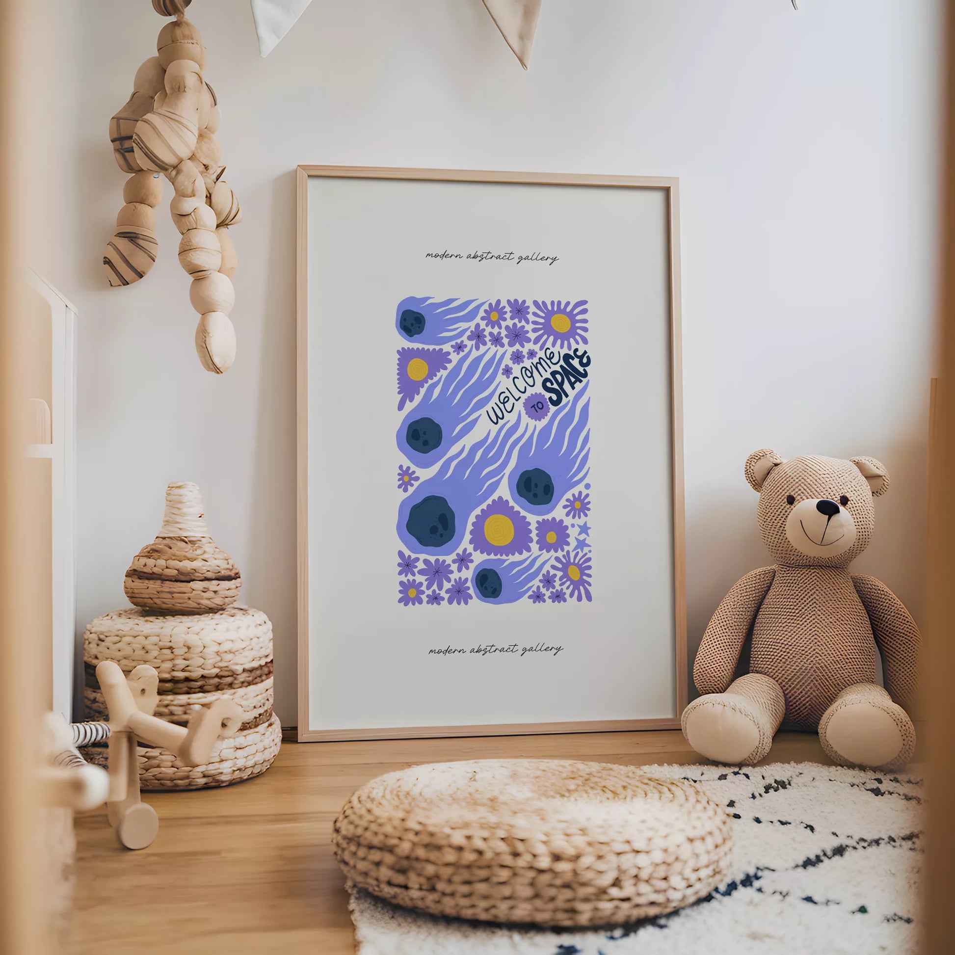 子供宇宙ウェルカムモチベーションポスター花デザイン紫