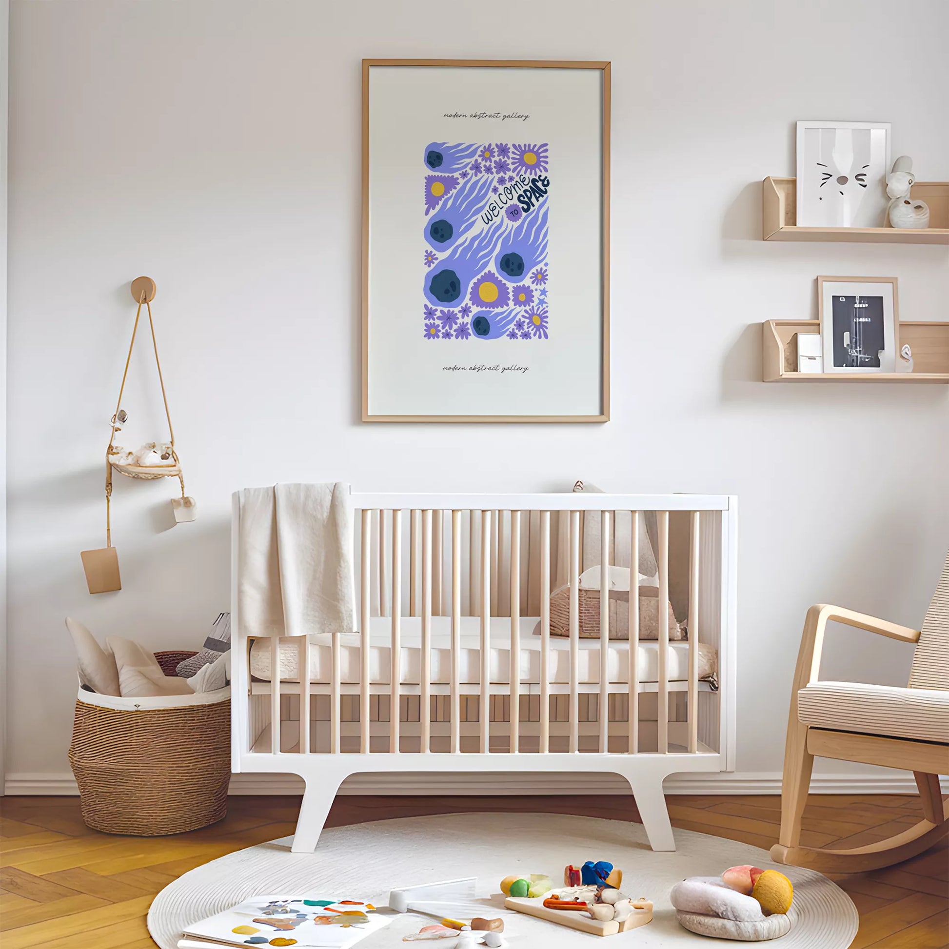 子供宇宙ウェルカムモチベーションポスター花デザイン紫