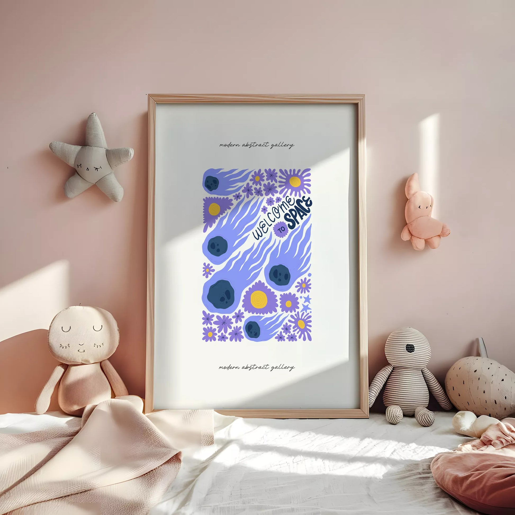 子供宇宙ウェルカムモチベーションポスター花デザイン紫