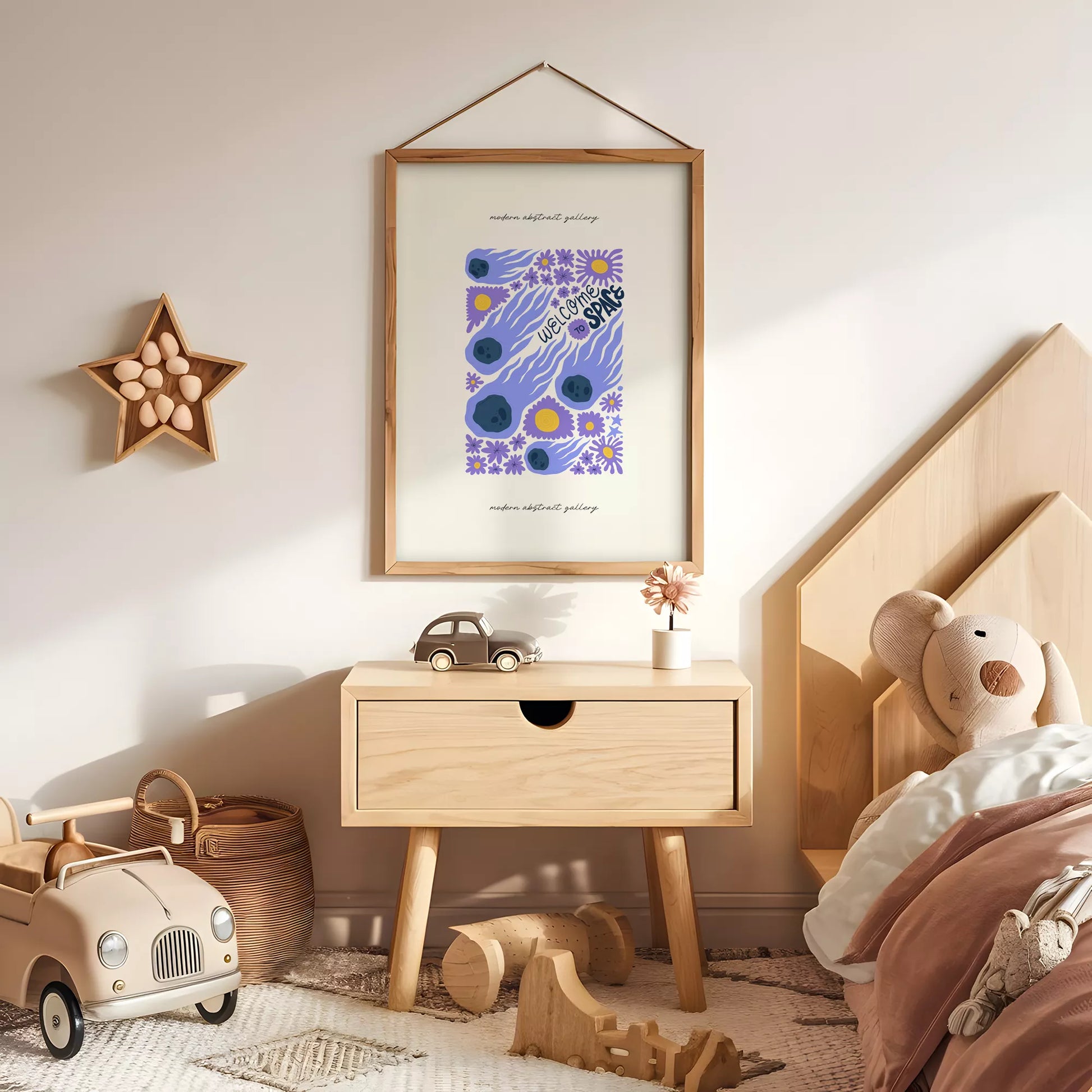 子供宇宙ウェルカムモチベーションポスター花デザイン紫