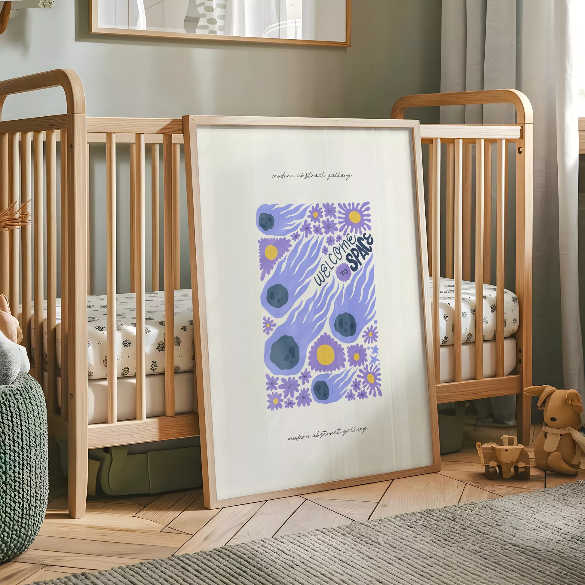 子供宇宙ウェルカムモチベーションポスター花デザイン紫