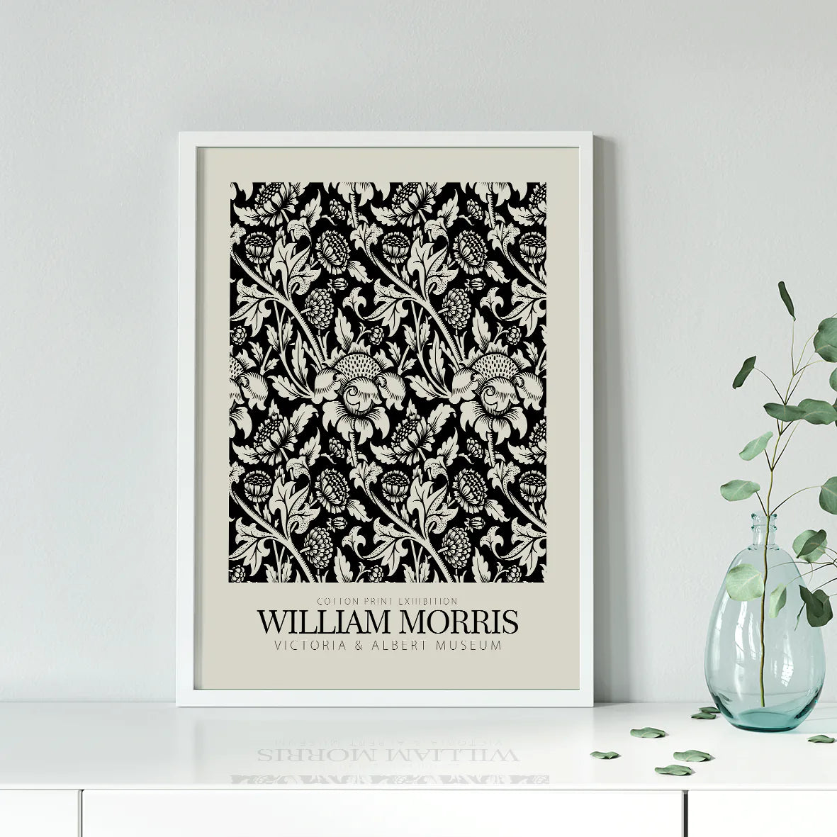 Artisanal black and white flora cotton print