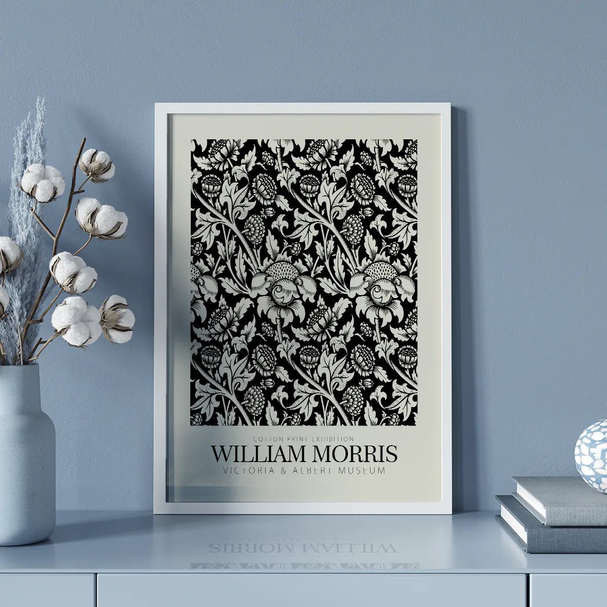 Artisanal black and white flora cotton print