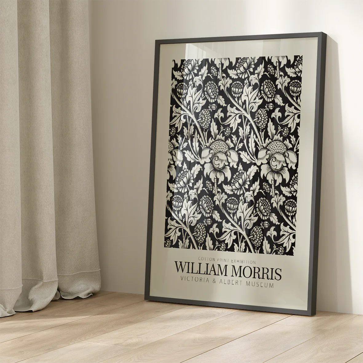 Artisanal black and white flora cotton print