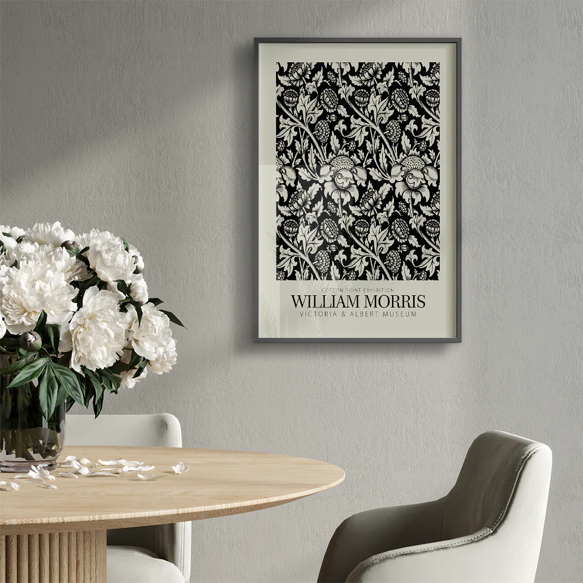 Artisanal black and white flora cotton print