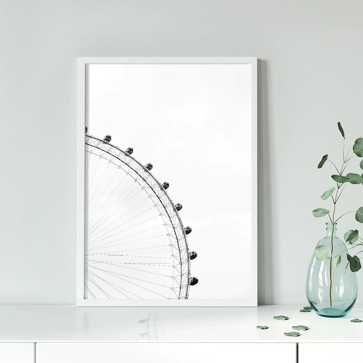 Sky High Elegance: Monochrome Ferris Wheel, Designer Fashion wall art.