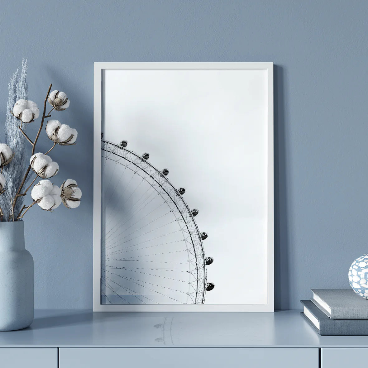 Sky High Elegance: Monochrome Ferris Wheel, Designer Fashion wall art.