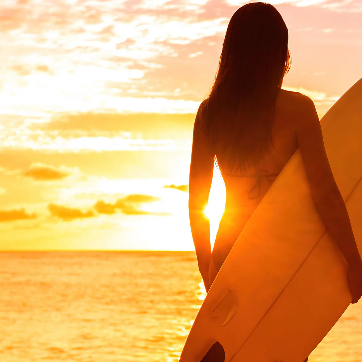 Surfer Girl. Pink Sunset, Designer Fashion Print