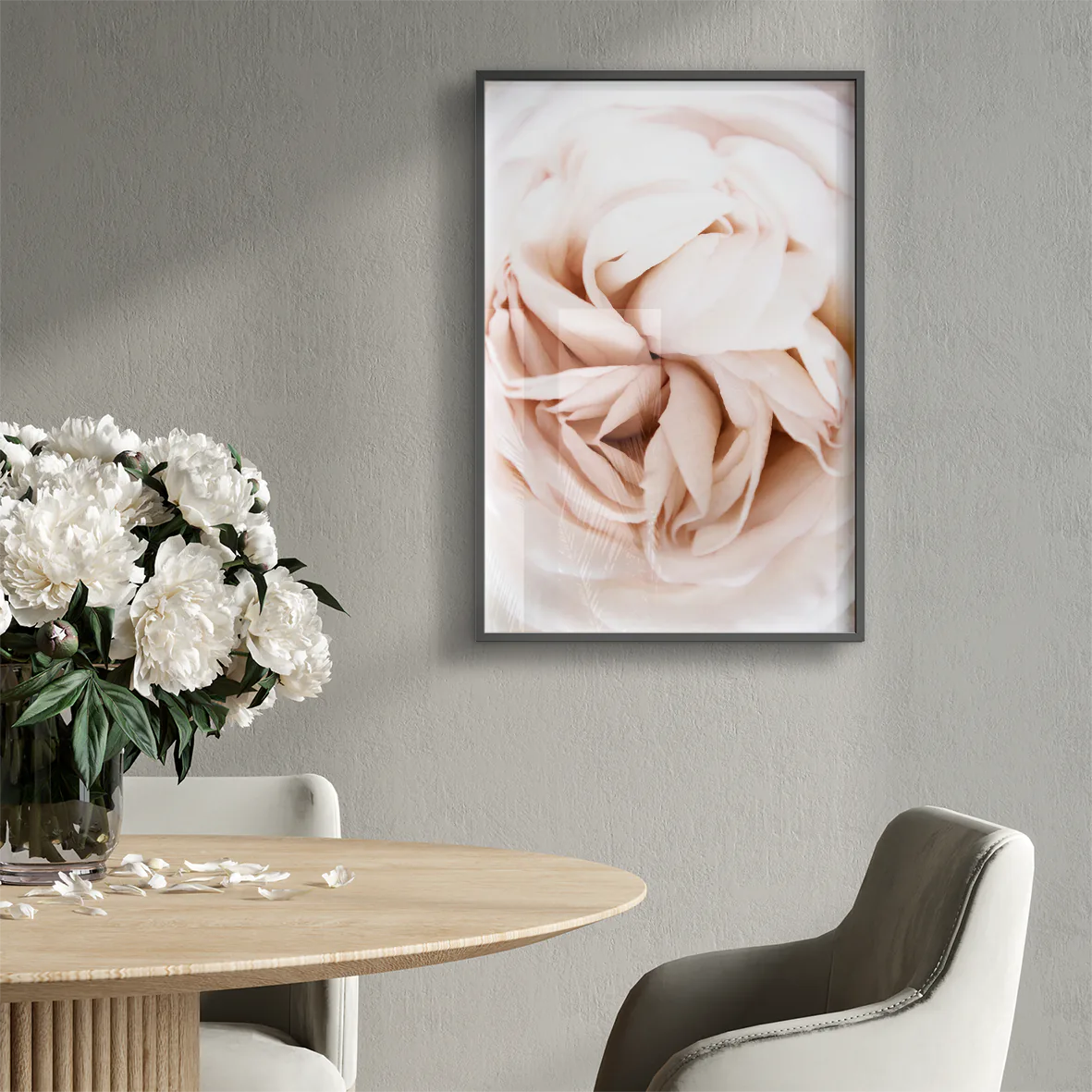 Textured pink petal art, offering a tranquil and romantic atmosphere