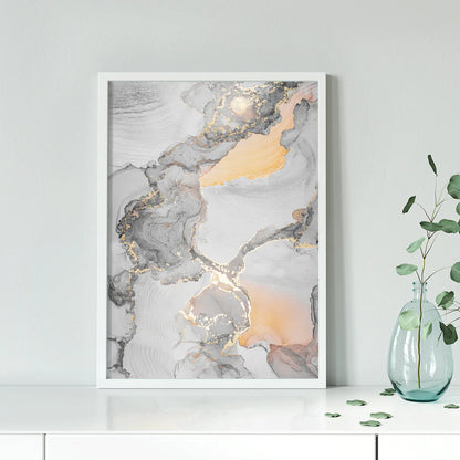 Tranquil marble and gold abstract print for sophisticated interior design