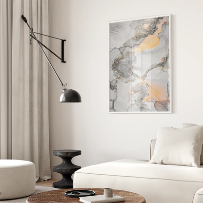 Tranquil marble and gold abstract print for sophisticated interior design