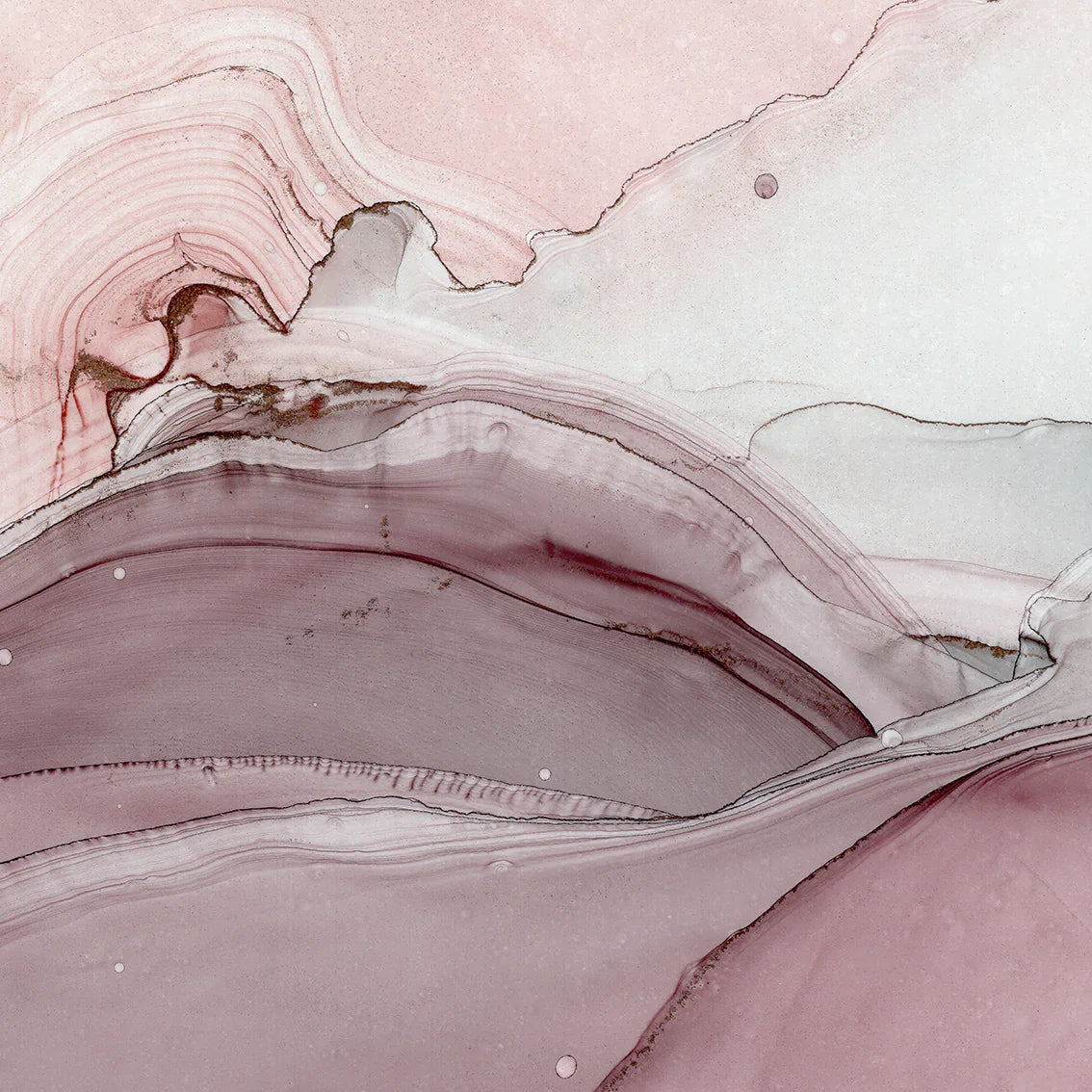 Abstract marbled wall art in shades of pink and grey