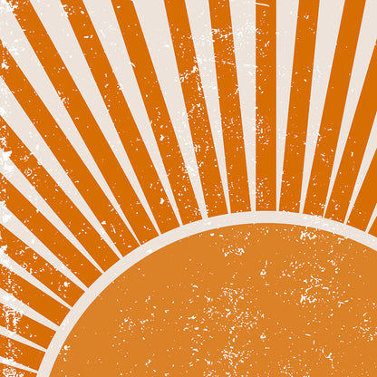 Modern sunrise wall art with stylized golden rays