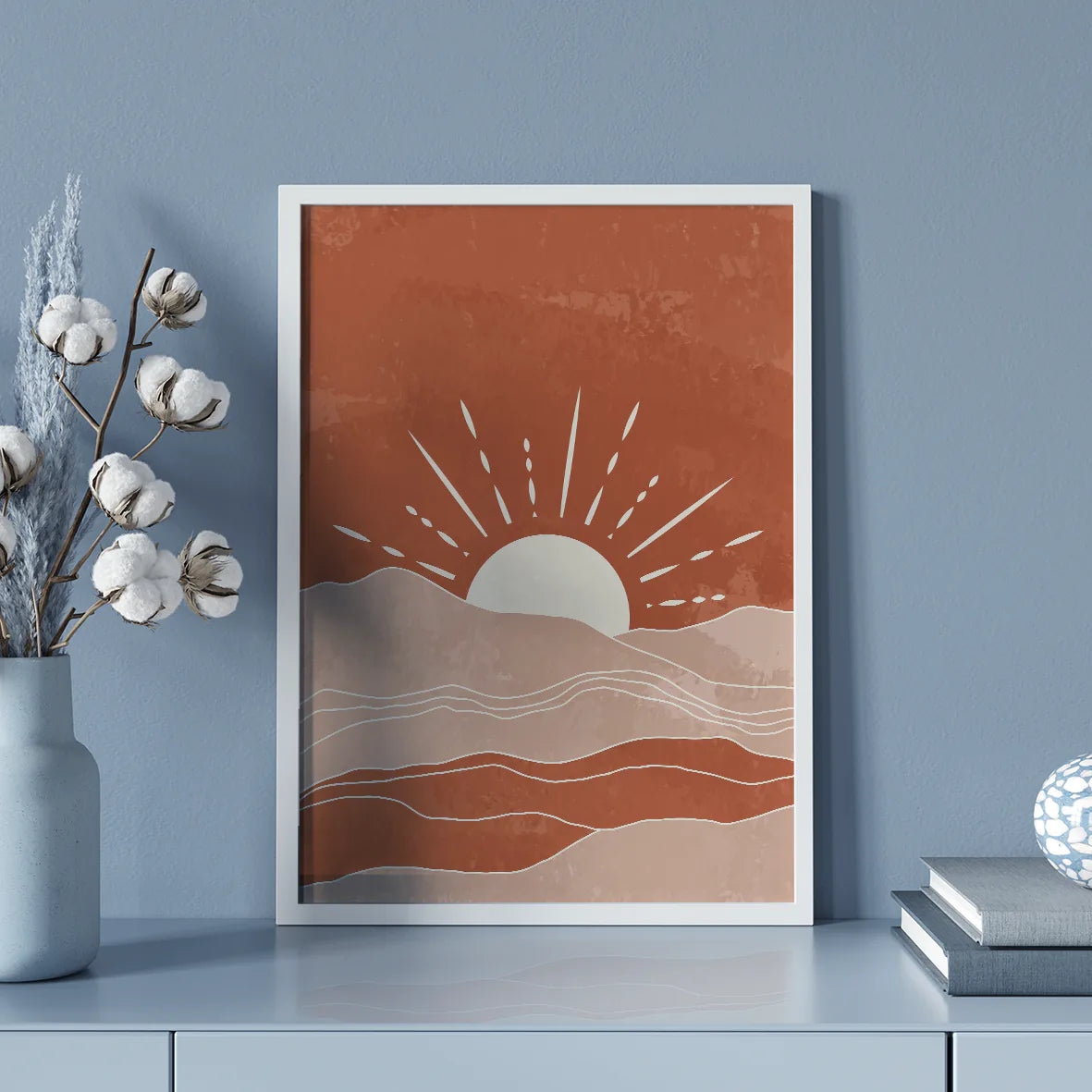 Abstract earth-tone sunrise wall art for modern decor