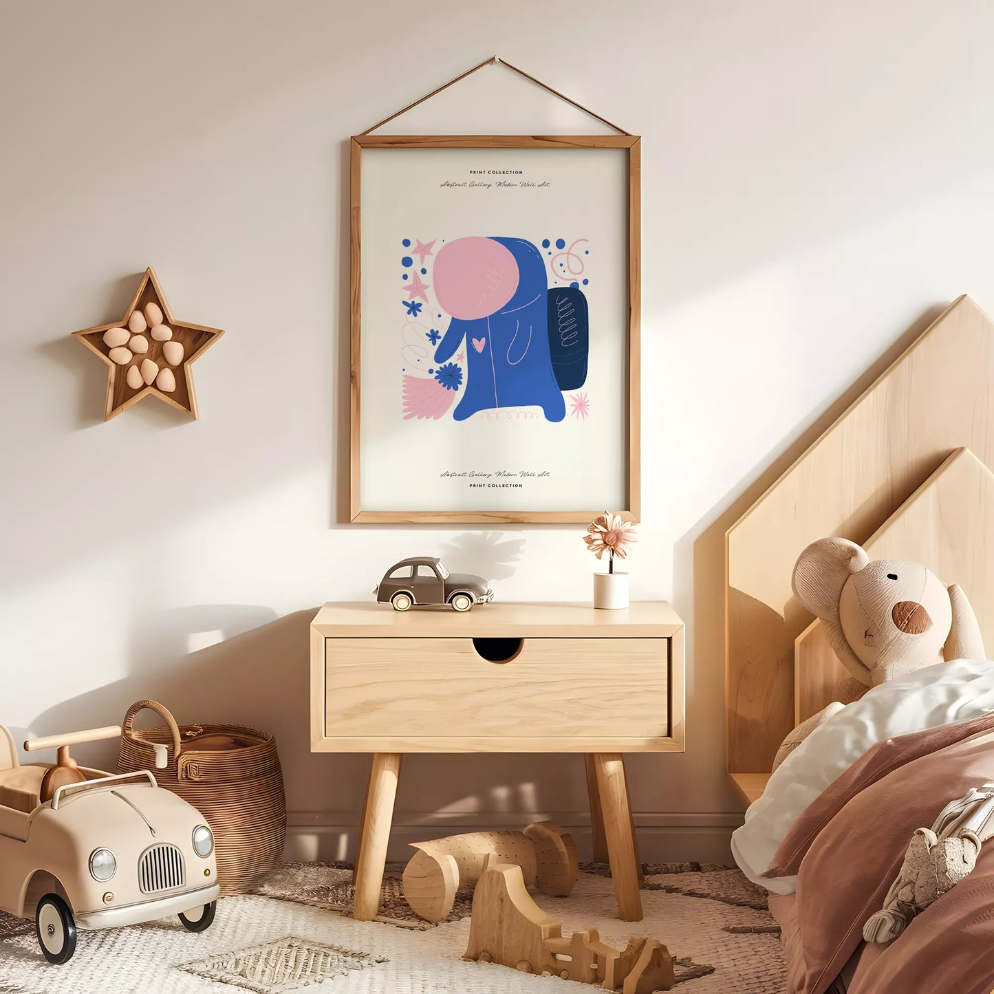 抽象画アートポスター ピンクブルー現代アート壁装飾