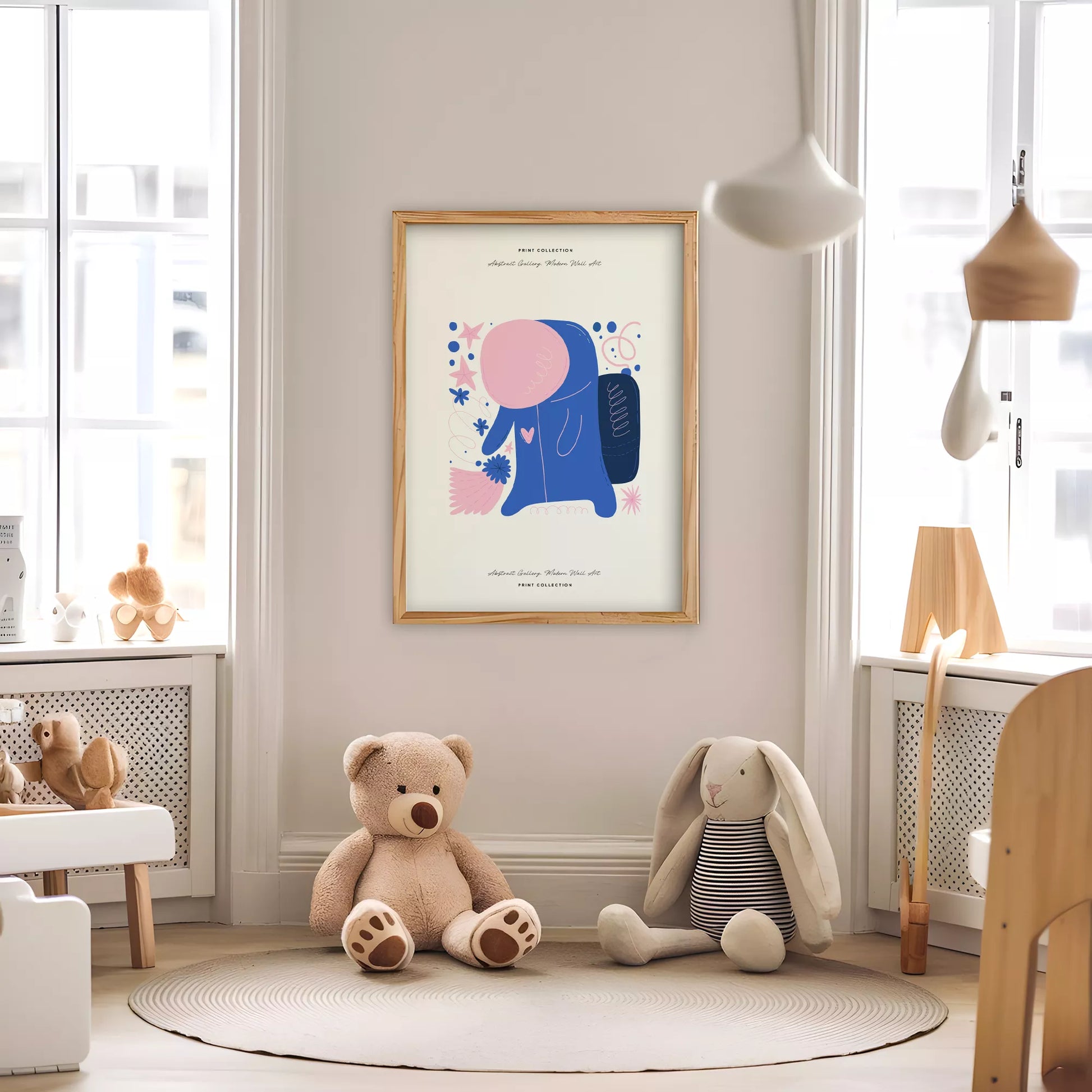 抽象画アートポスター ピンクブルー現代アート壁装飾