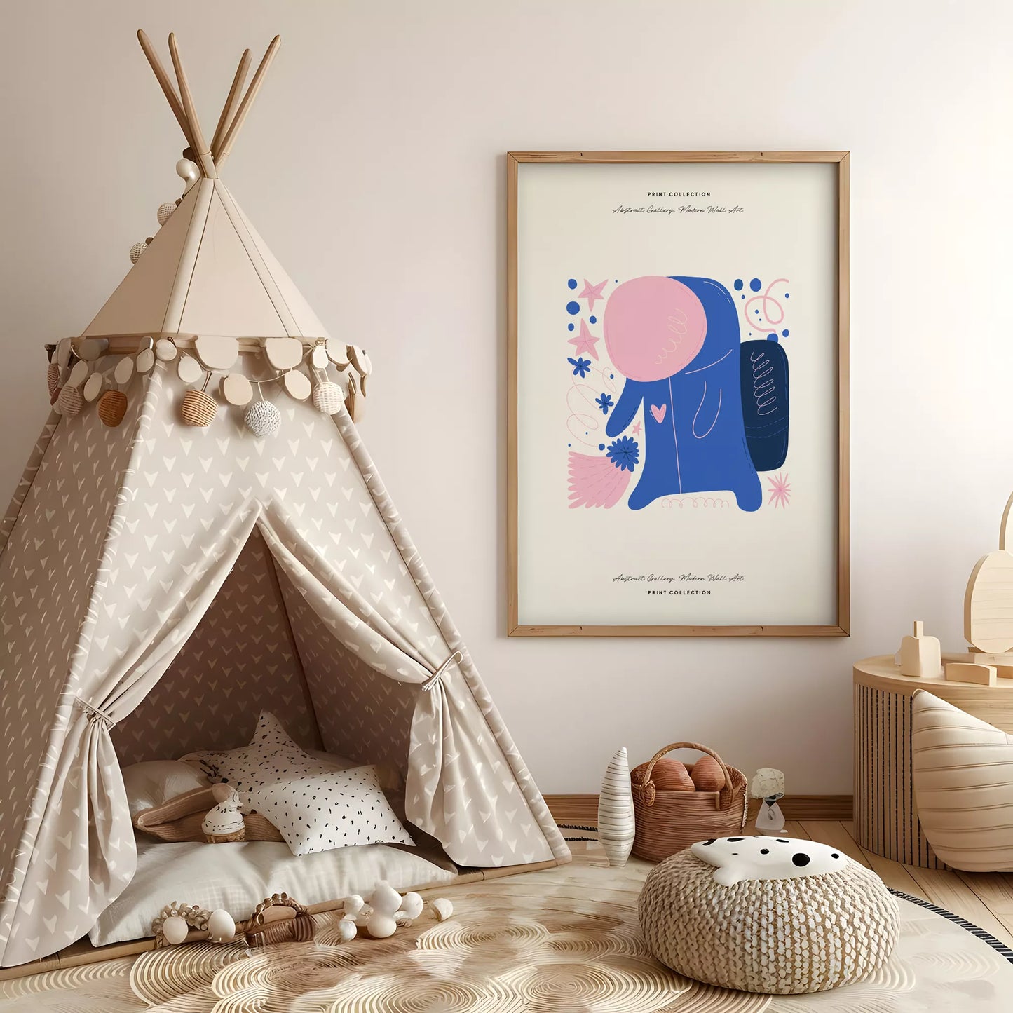 抽象画アートポスター ピンクブルー現代アート壁装飾