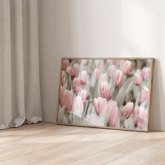 Tulip Haze: Pastel Petals in Soft Focus. Designer Fashion Wall Art Print.