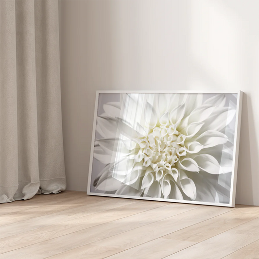 Intricate white petal design in a floral art piece