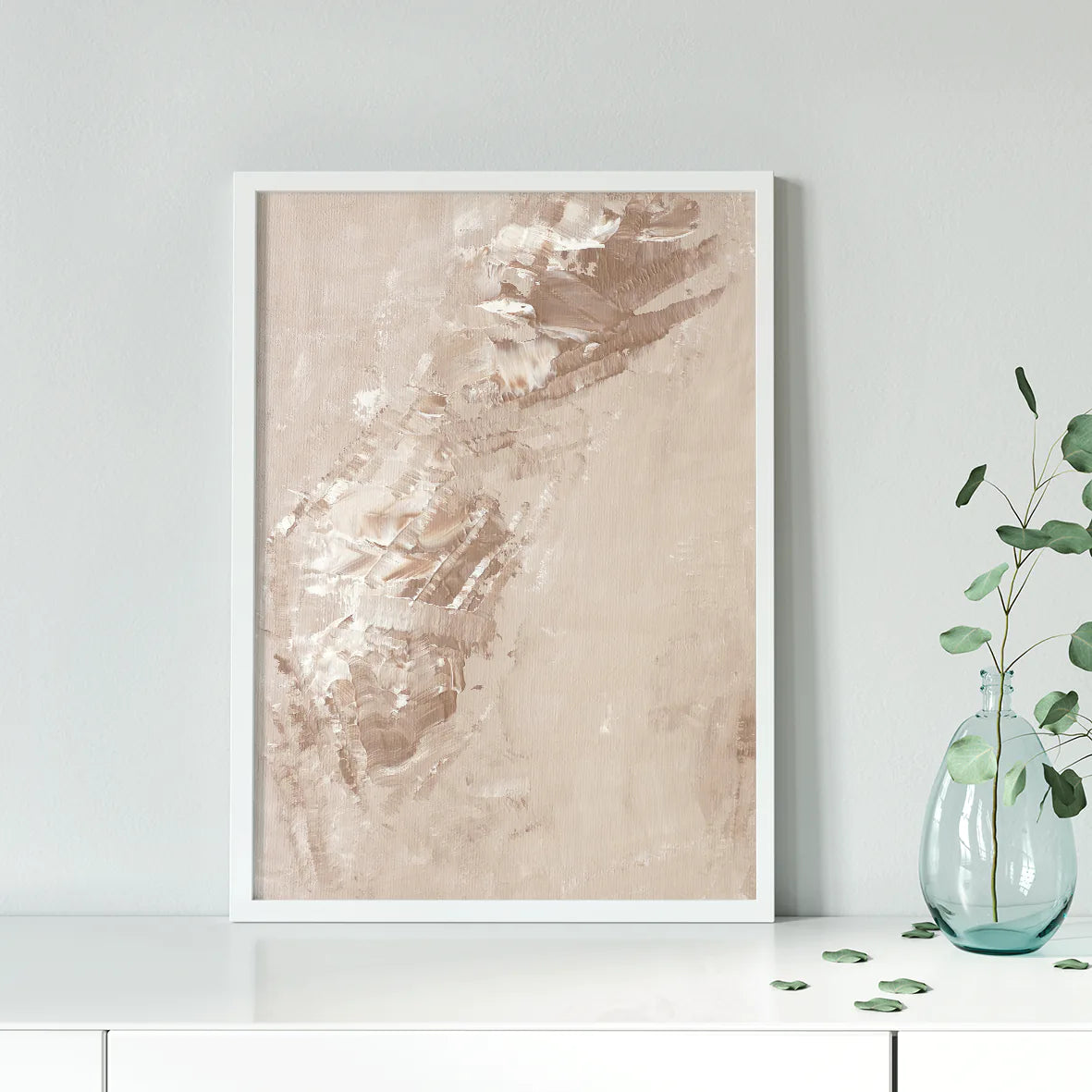 Abstract beige canvas art with rich texture, perfect for contemporary or traditional interior design