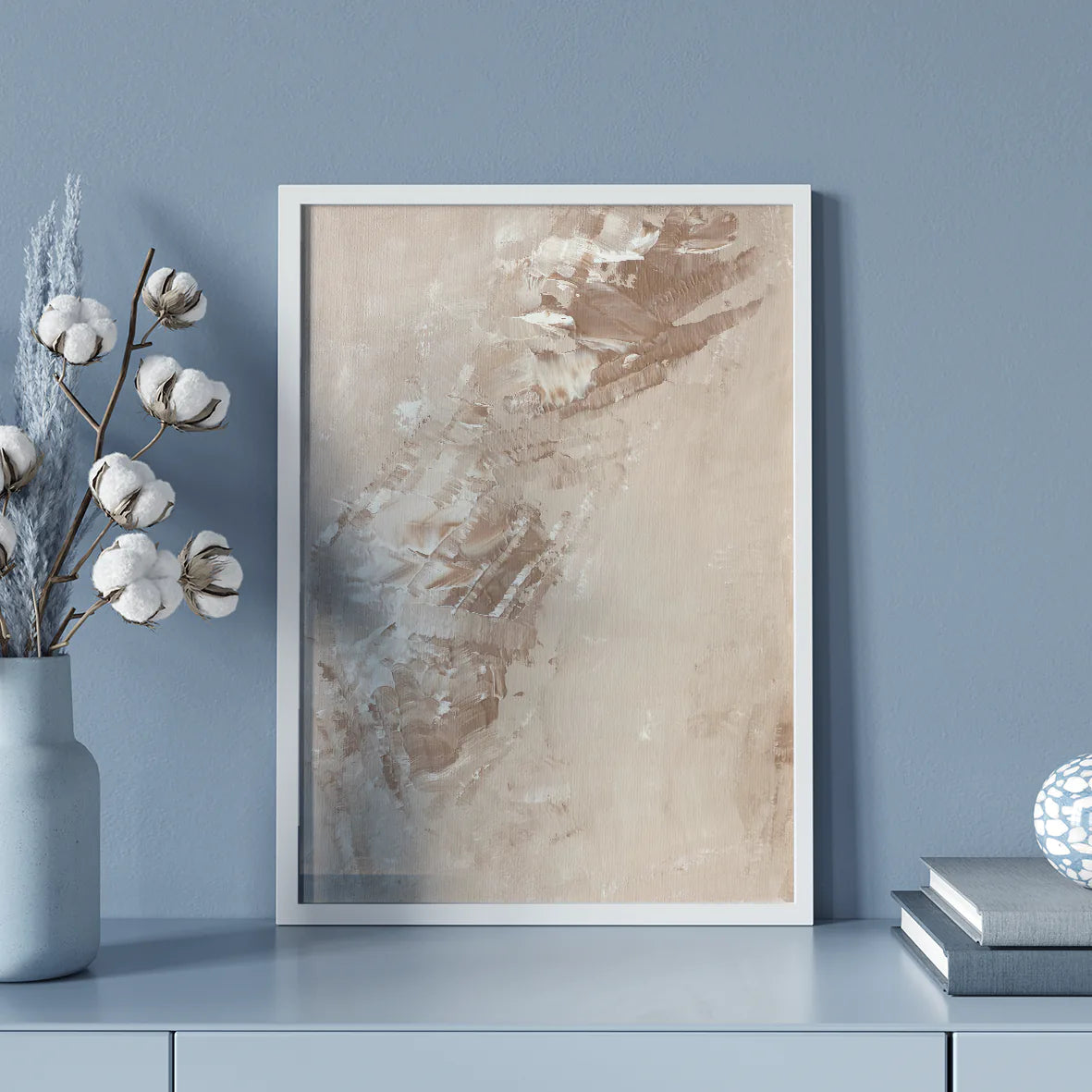 Abstract beige canvas art with rich texture, perfect for contemporary or traditional interior design