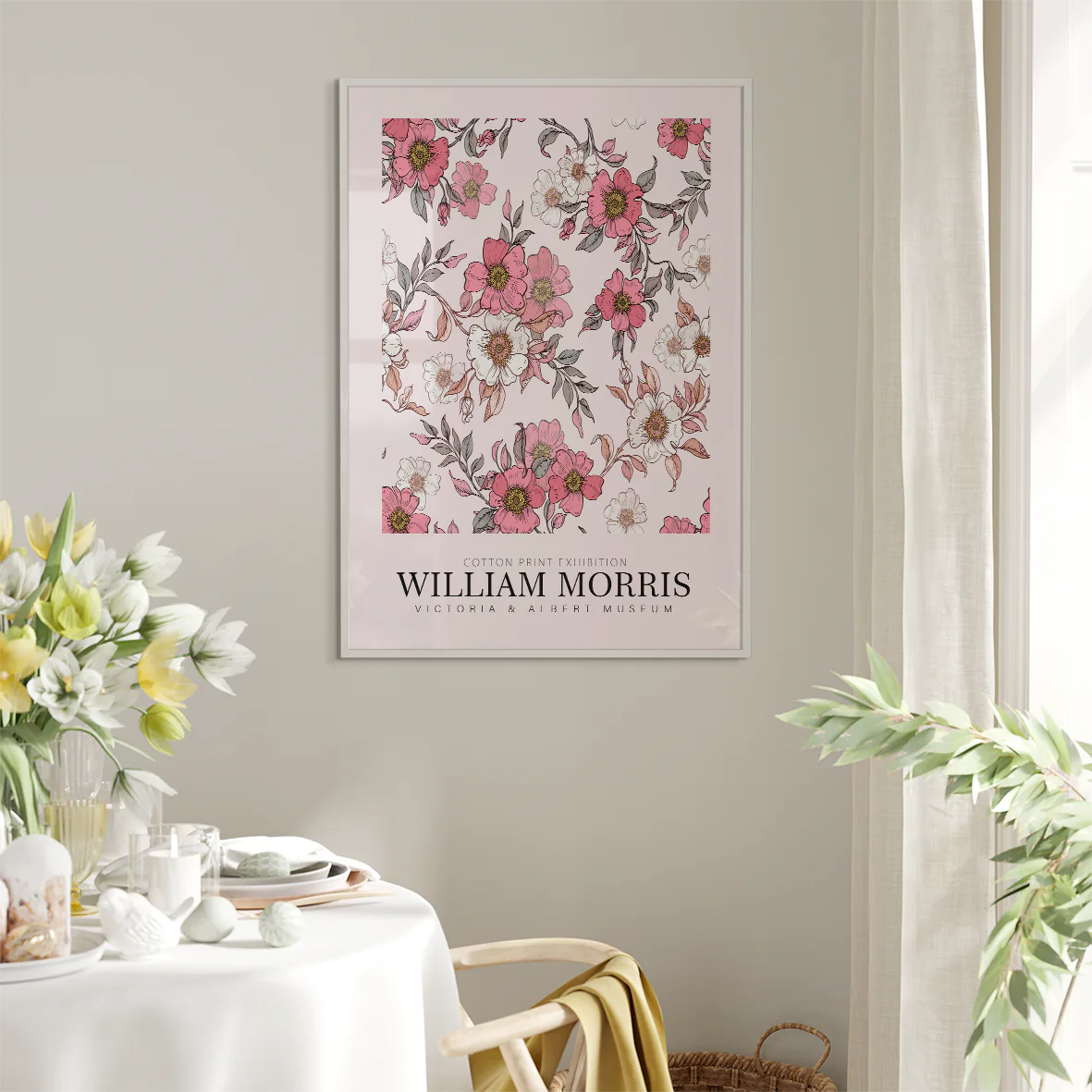 Intricately detailed floral print by William Morris