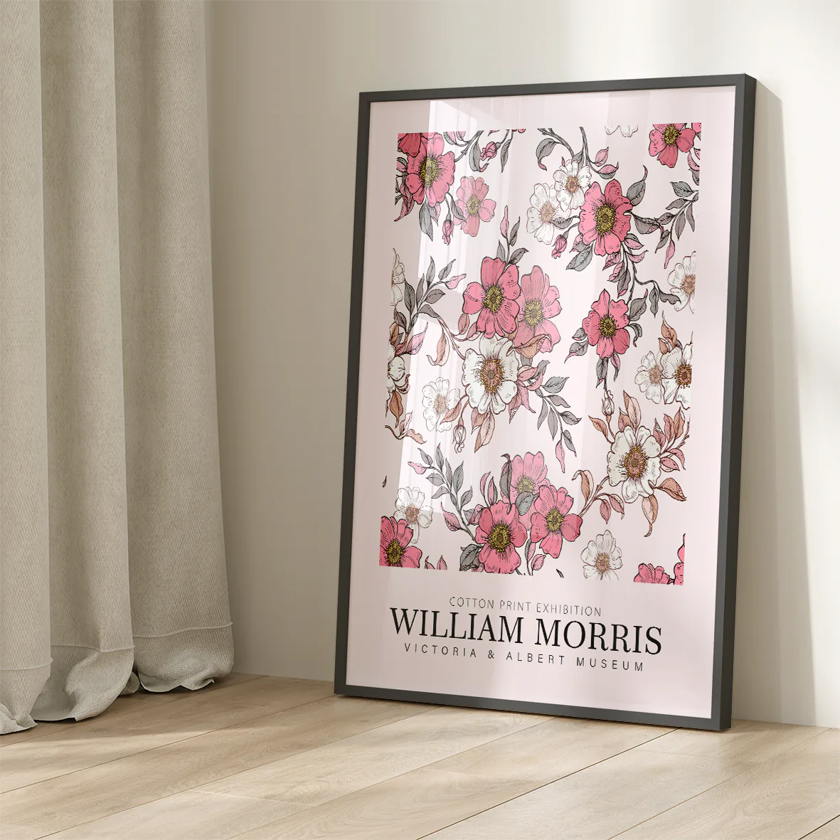 Intricately detailed floral print by William Morris