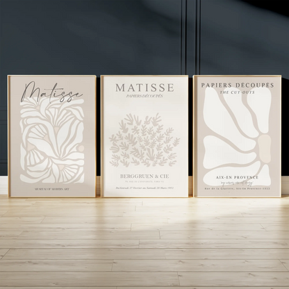 抽象ミニマルアート ベージュ グレー 北欧デザイン 3枚セット