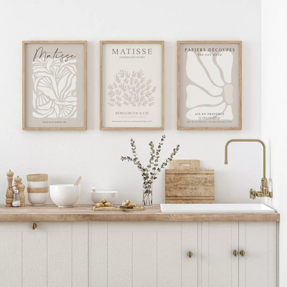 抽象ミニマルアート ベージュ グレー 北欧デザイン 3枚セット