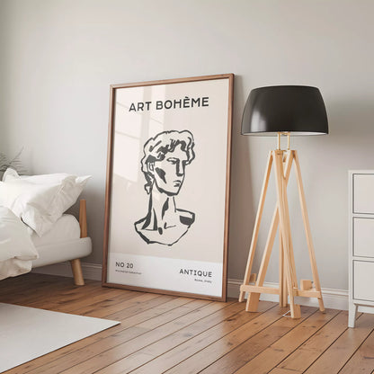 ベージュアンティーク彫刻ラインアートポスター ローマ風 モダンインテリア