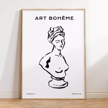 クラシック彫刻ラインアートポスター モダンインテリア ボヘミアンミニマリスト