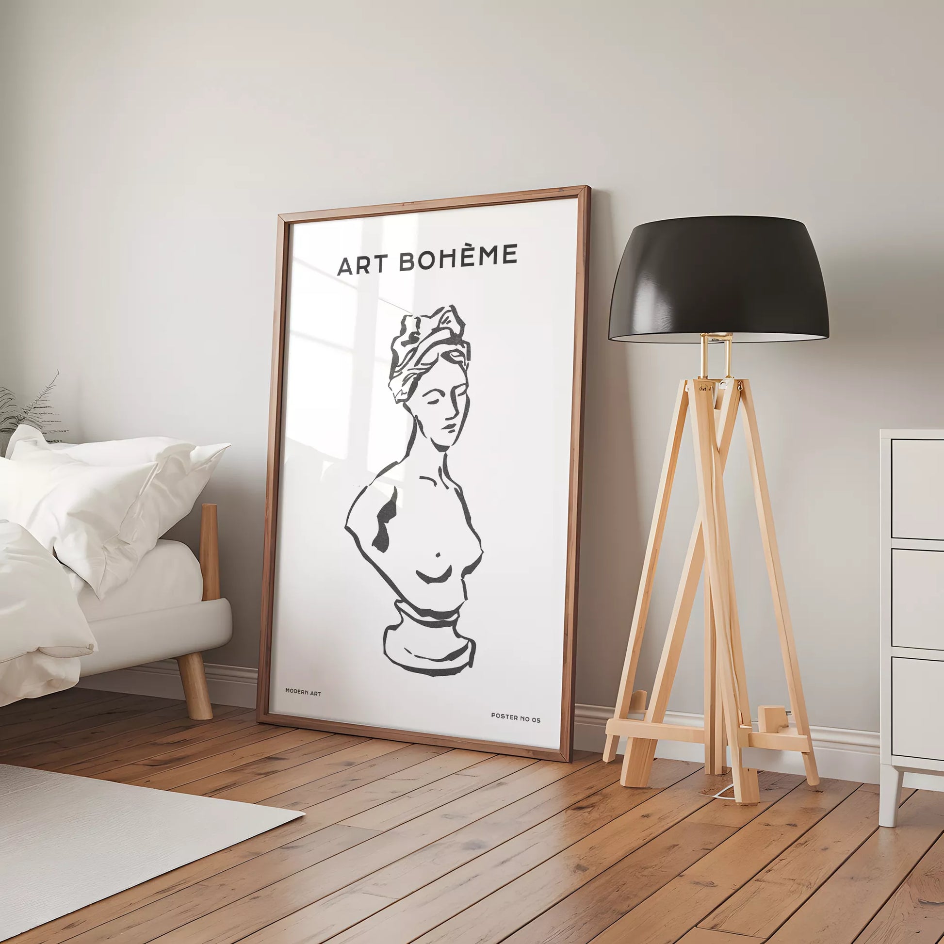 クラシック彫刻ラインアートポスター モダンインテリア ボヘミアンミニマリスト