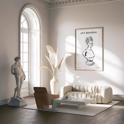 クラシック彫刻ラインアートポスター モダンインテリア ボヘミアンミニマリスト