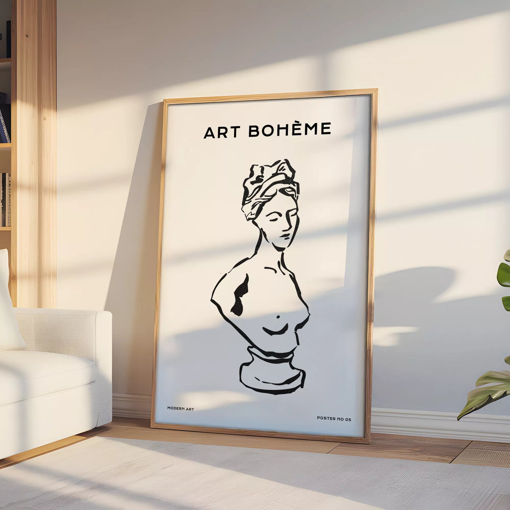 クラシック彫刻ラインアートポスター モダンインテリア ボヘミアンミニマリスト