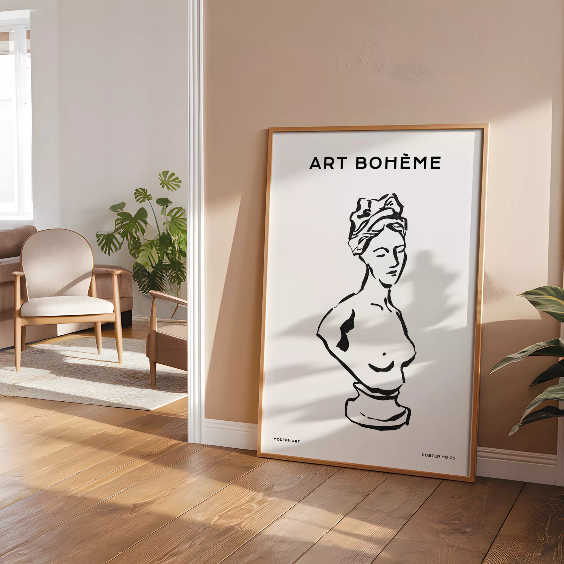 クラシック彫刻ラインアートポスター モダンインテリア ボヘミアンミニマリスト