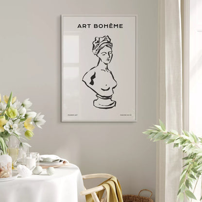 クラシック彫刻ラインアートポスター モダンインテリア ボヘミアンミニマリスト