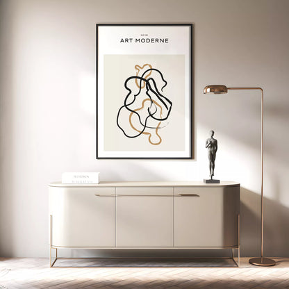 北欧ミニマリスト花瓶ボタニカルアートポスター ベージュ ボヘミアン ジャパンディ