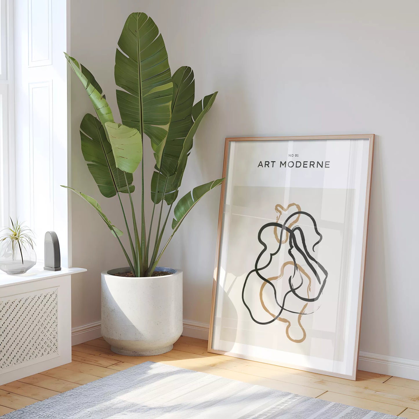 北欧ミニマリスト花瓶ボタニカルアートポスター ベージュ ボヘミアン ジャパンディ