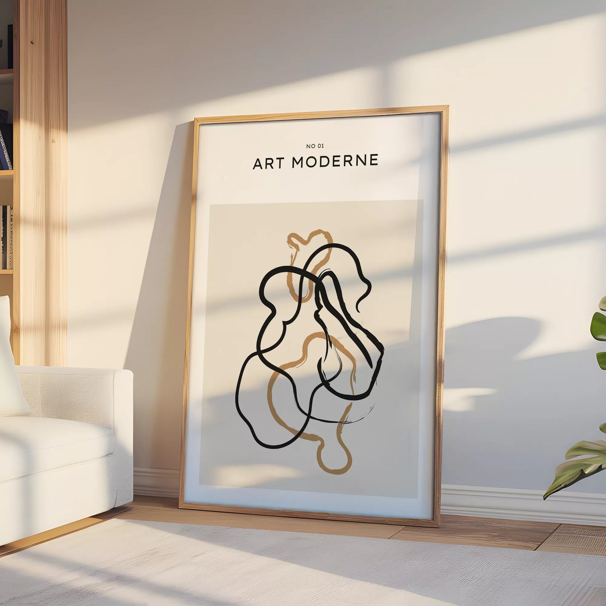 北欧ミニマリスト花瓶ボタニカルアートポスター ベージュ ボヘミアン ジャパンディ