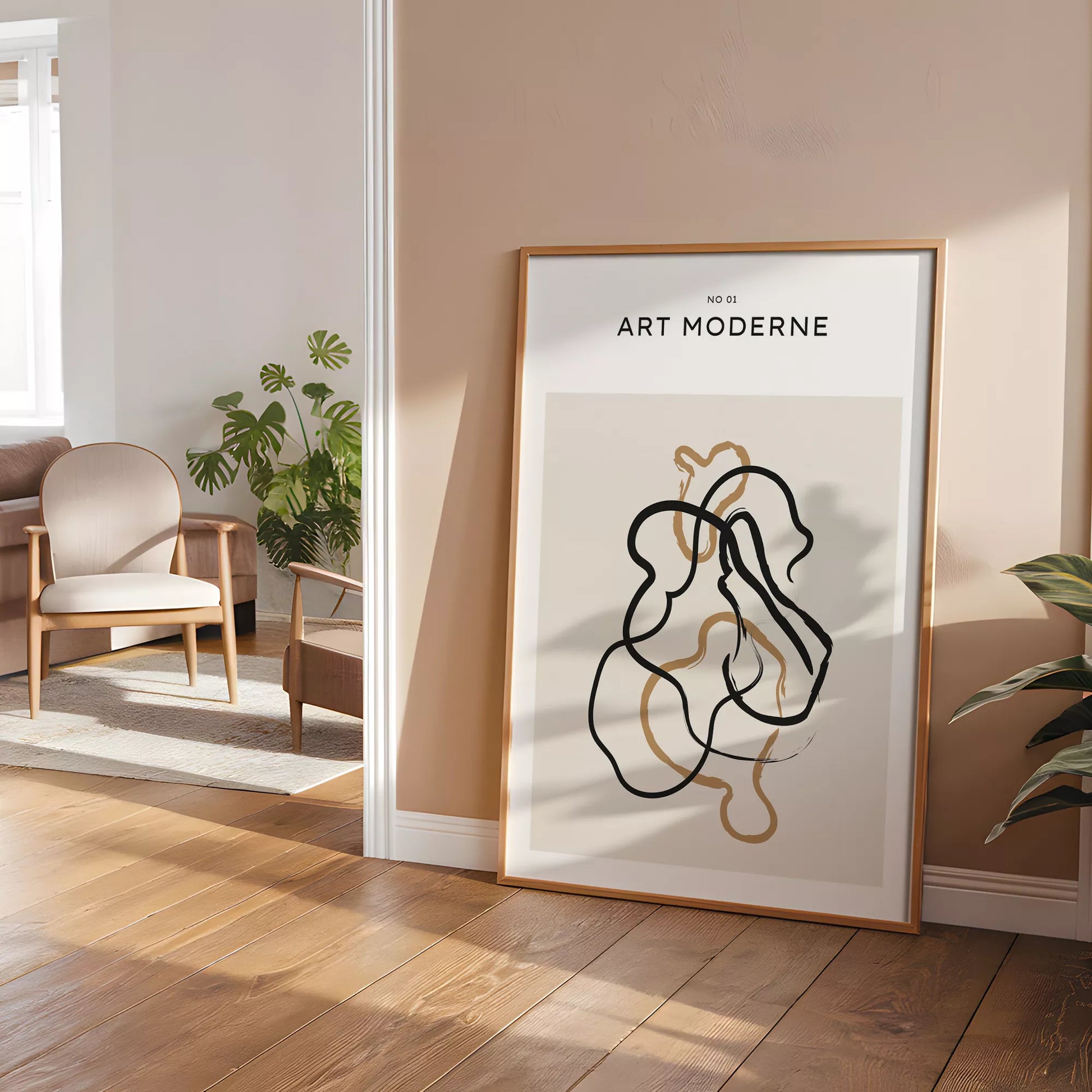 北欧ミニマリスト花瓶ボタニカルアートポスター ベージュ ボヘミアン ジャパンディ