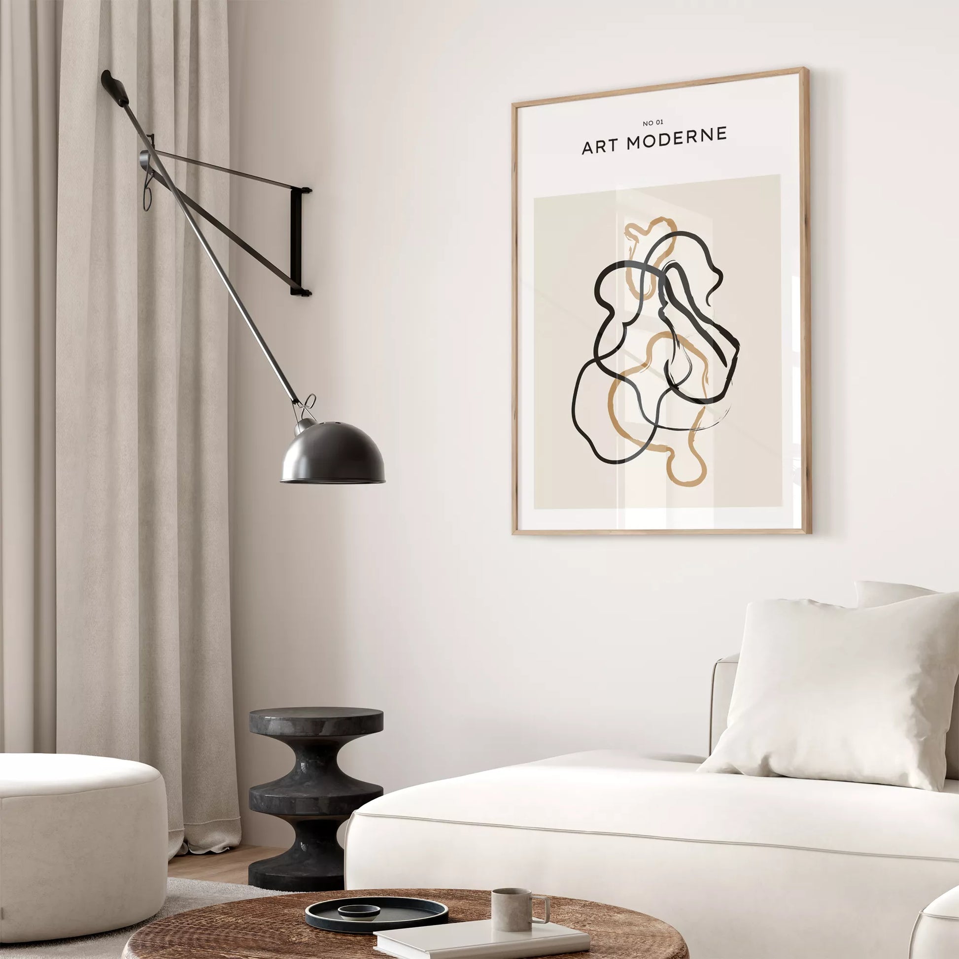 北欧ミニマリスト花瓶ボタニカルアートポスター ベージュ ボヘミアン ジャパンディ