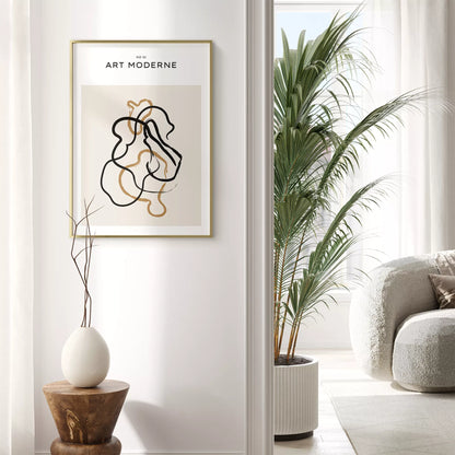 北欧ミニマリスト花瓶ボタニカルアートポスター ベージュ ボヘミアン ジャパンディ