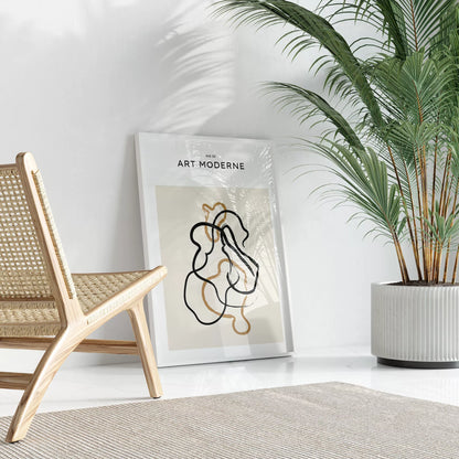 北欧ミニマリスト花瓶ボタニカルアートポスター ベージュ ボヘミアン ジャパンディ