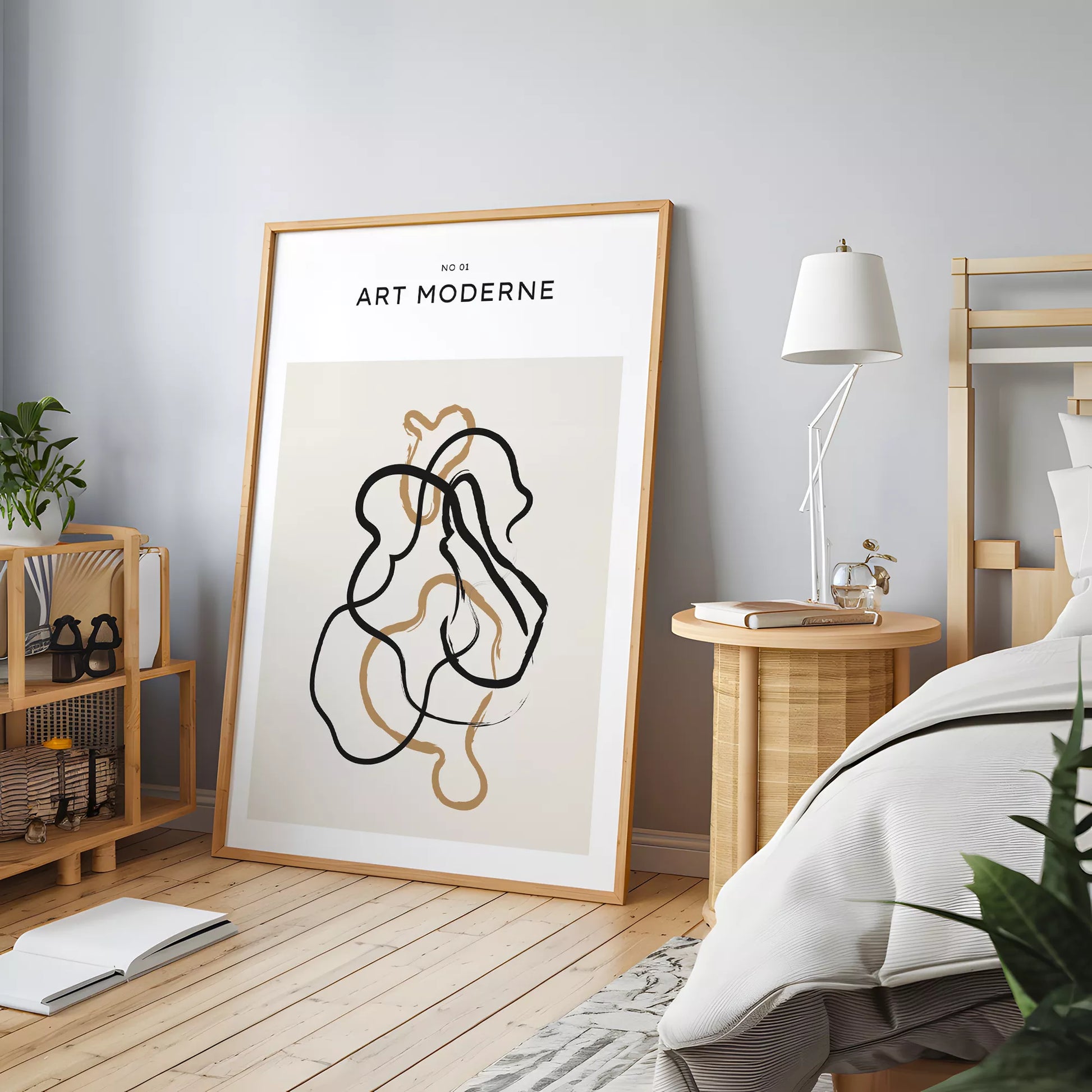 北欧ミニマリスト花瓶ボタニカルアートポスター ベージュ ボヘミアン ジャパンディ