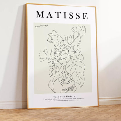 アートポスター マティス 花瓶と花 ラインアート ベージュ北欧