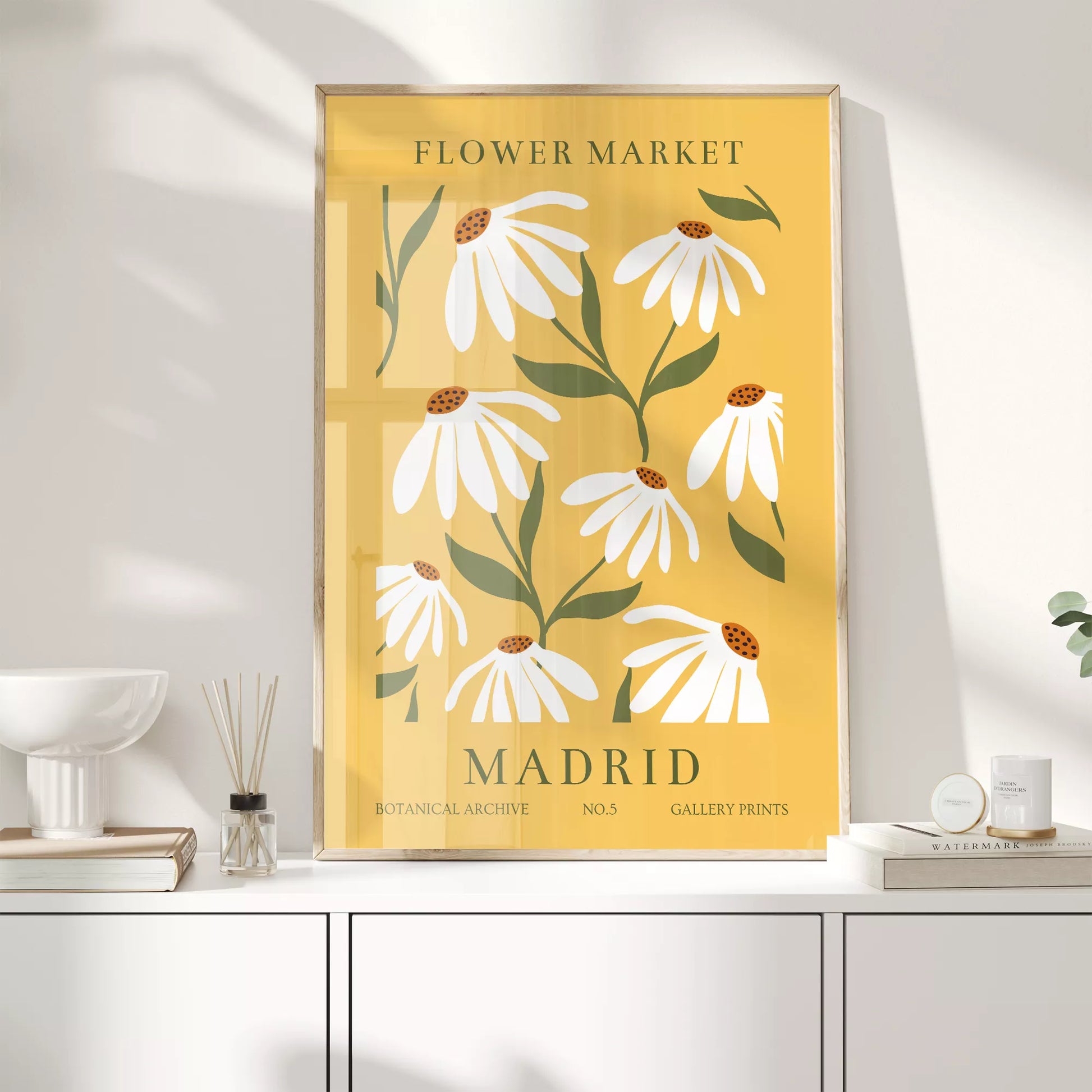 マドリッドの花市場、ヴィンテージ風マーガレットデザイン